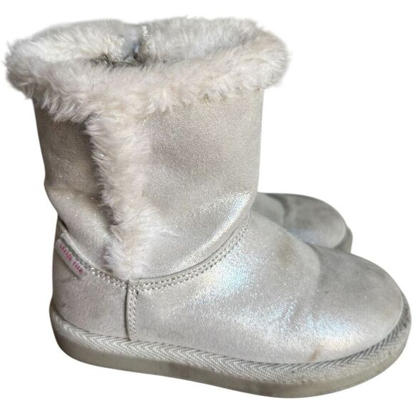 Toddler Girls Stride Rite Arabella Winter Silver Fur Trim Winter Boots BG55262 8 - Picture 2 of 5
